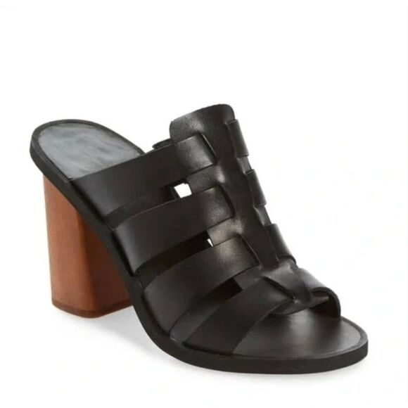 Nordstrom TREASURE & BOND Aleeya Block Heeled Slide Sandals 11 Leather Mules - Picture 1 of 9